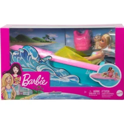 Barbie Båt med Dukke, Hvalp og Tilbehør