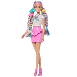 Barbie Rainbow Sparkle Hair dukke med langt hår og tilbehør