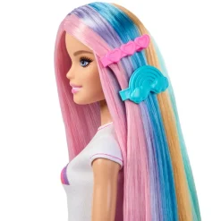 Barbie Rainbow Sparkle Hair dukke med langt hår og tilbehør