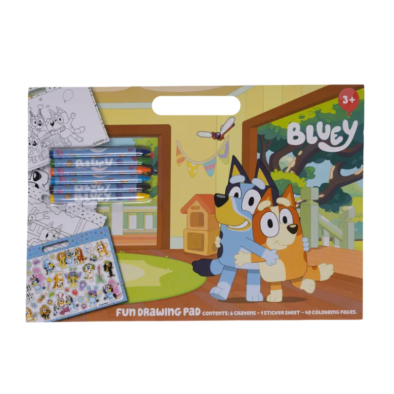 BLUEY, Tegnblokk med fargestifter og klistremerker