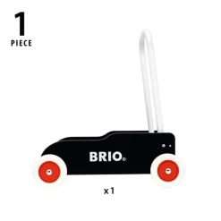BRIO Lære-å-gå-vogn svart – Gåvogn med justerbart håndtak og brems fra 1 år