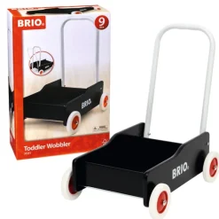 BRIO Lære-å-gå-vogn svart – Gåvogn med justerbart håndtak og brems fra 1 år