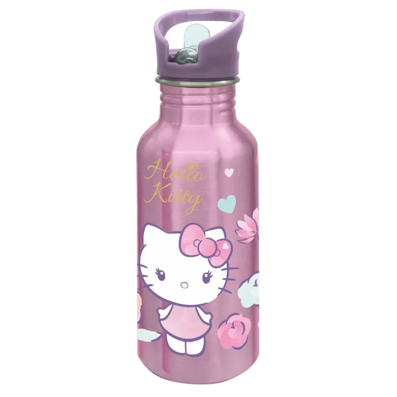 HELLO KITTY Aluminiumsflaske med Sugerør 545 ml
