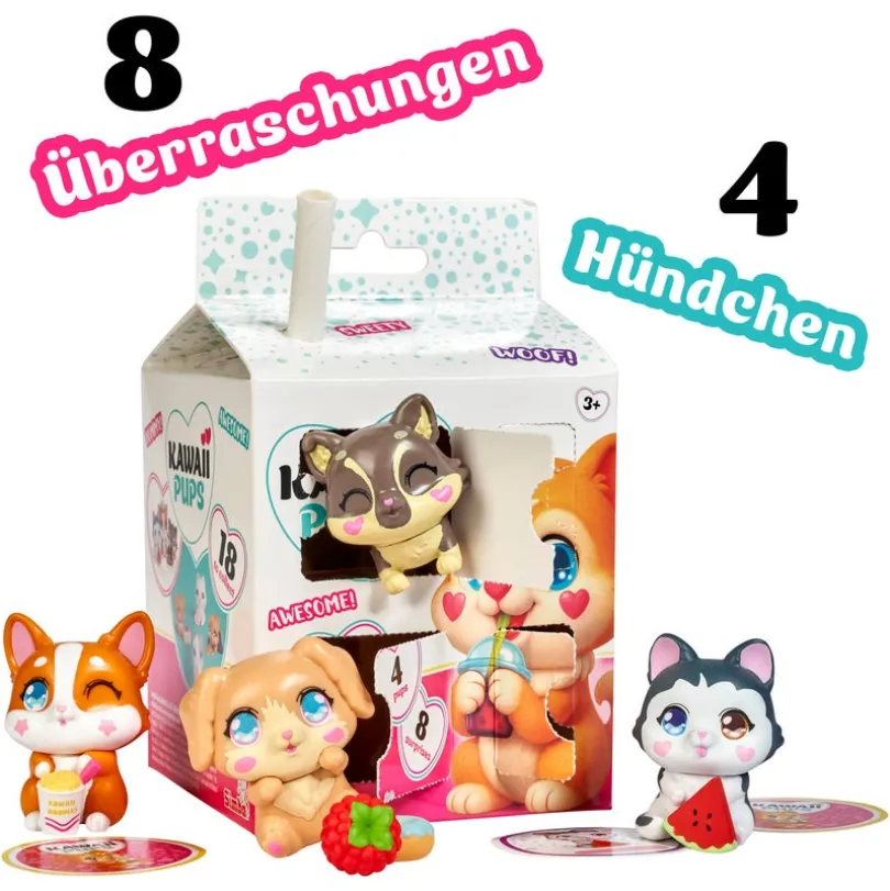 Kawaii Pups samlefigurer 4-pakke