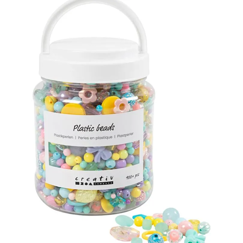 Klassiske perler, blandede farger, Dia. 5-35 mm, Hull