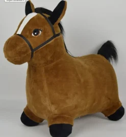 KREA Hop and Bounce Plush Horse – Brun myk studshest