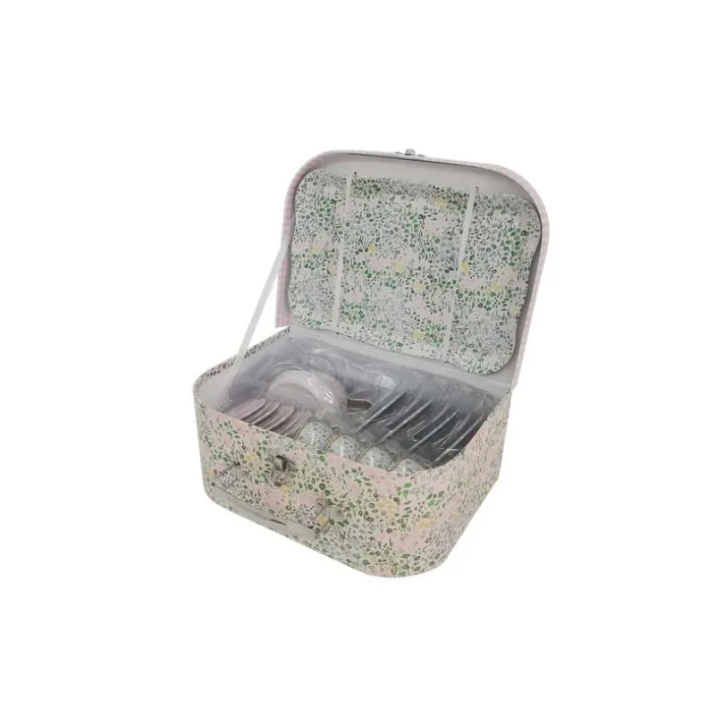 PAP, Blomstret Teservise for 4 med Brett, Metall