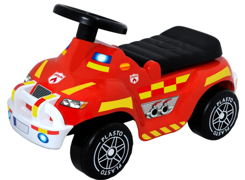 Plasto - Sitte Sparkebil Fire Truck med stille hjul 60 cm