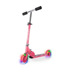 Sparkesykkel rosa med LED-hjul og bakbrems – Skills
