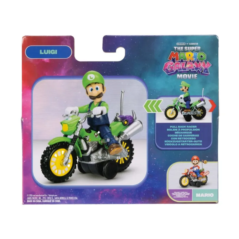 Super Mario Movie Luigi med motorsykkel 2,5 tomme