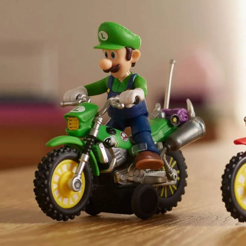 Super Mario Movie Luigi med motorsykkel 2,5 tomme