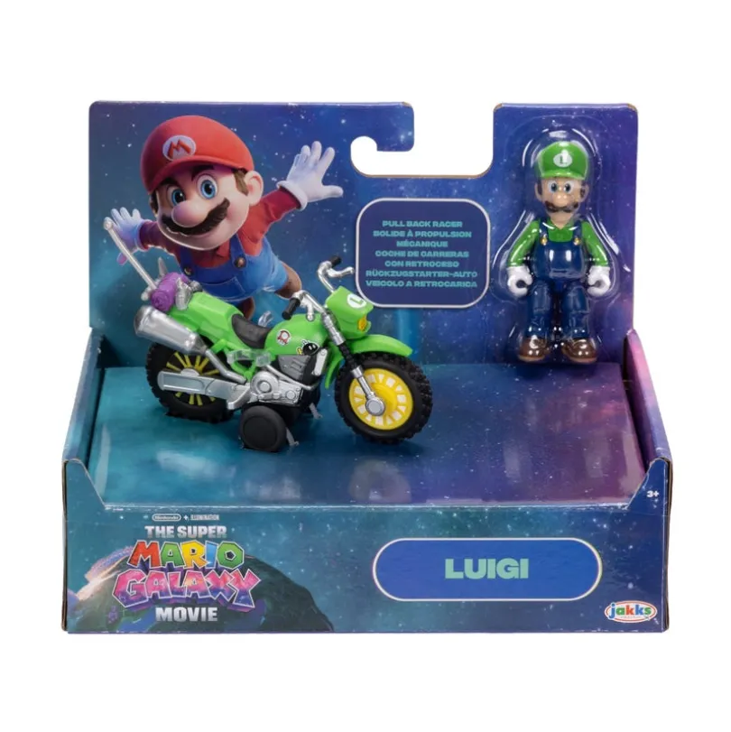 Super Mario Movie Luigi med motorsykkel 2,5 tomme