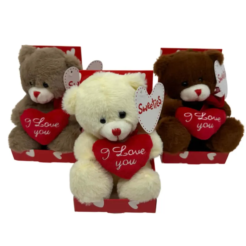 Sweeties - Valentine Bamse 15 cm med hjerte i myk plysj